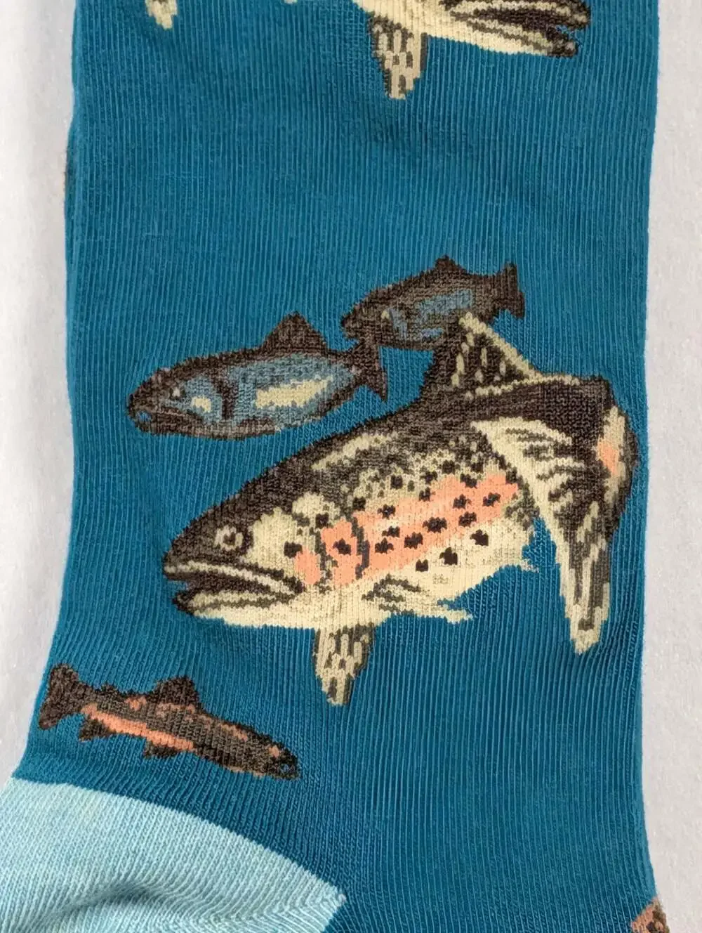 ModSocks Trout Fishing Men's Crew Socks, Deep Teal men's 10 and 1/2